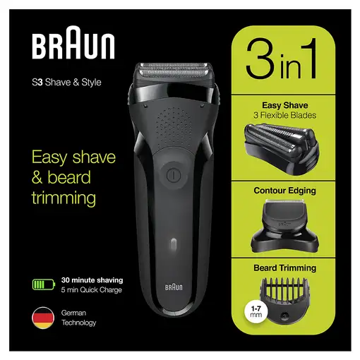 Braun Series 3 81702942 afeitadora Máquina de afeitar de láminas Recortadora Negro