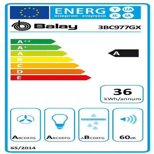 Balay 3BC977GX campana De pared Acero inoxidable 671 m³/h