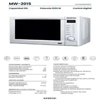 Infiniton MW-2015 Blanco Encimera 20 L 700 W