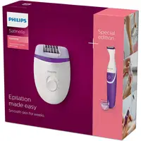 Philips Satinelle Essential Depiladora con cable compacta, perfilador para zona bi