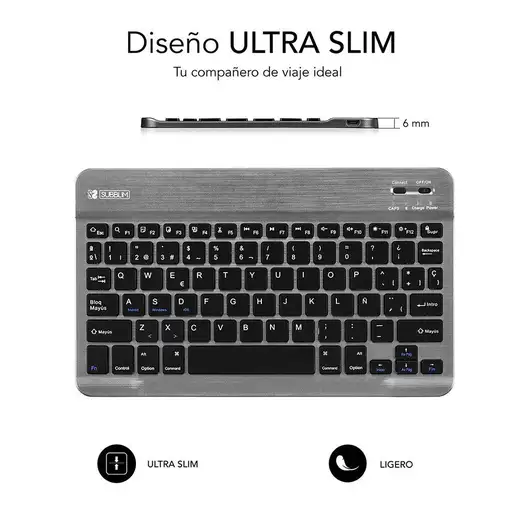 Teclado Bluetooth Smart Para Tablet O Ipad  GrisNegro