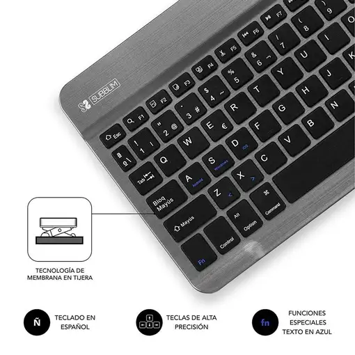 Teclado Bluetooth Smart Para Tablet O Ipad  GrisNegro