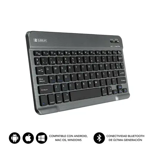 Teclado Bluetooth Smart Para Tablet O Ipad  GrisNegro