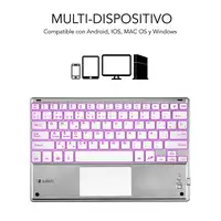 Teclado Retroiluminado Bluetooth Smart Para Tablet O Ipad  Blanco Plata