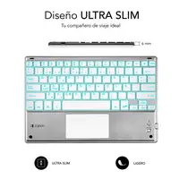 Teclado Retroiluminado Bluetooth Smart Para Tablet O Ipad  Blanco Plata