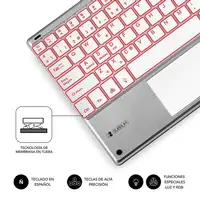 Teclado Retroiluminado Bluetooth Smart Para Tablet O Ipad  Blanco Plata