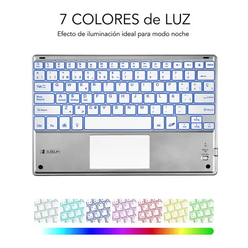 Teclado Retroiluminado Bluetooth Smart Para Tablet O Ipad  Blanco Plata
