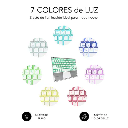 Teclado Retroiluminado Bluetooth Smart Para Tablet O Ipad  Blanco Plata
