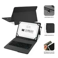 Funda para Tablet Con Teclado Micro Usb a Usb C Keytab Pro Usb 9.6\a 11\  Negro
