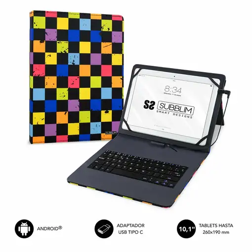 Funda para tablet 10,1" Square con teclado, Keytab Pro USB SUBBLIM