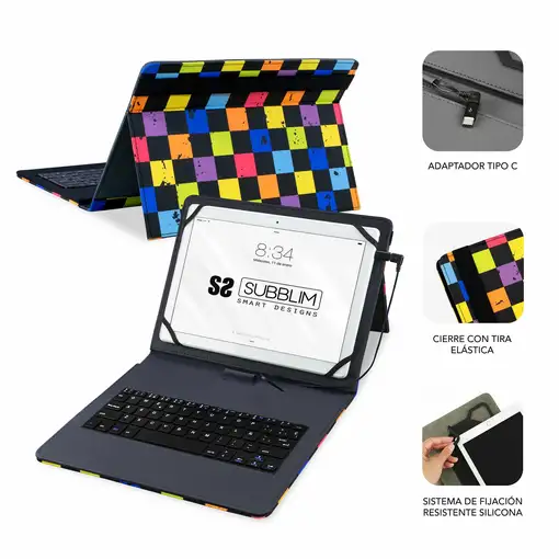 Funda para tablet 10,1" Square con teclado, Keytab Pro USB SUBBLIM