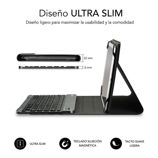 Funda para Tablet Con Teclado Bluetooth Keytab Pro Bluetooth 9.6\a 10.8\  Gris