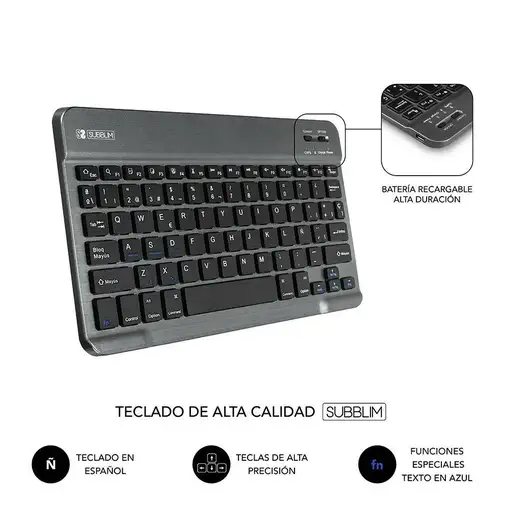 Funda para Tablet Con Teclado Bluetooth Keytab Pro Bluetooth 9.6\a 10.8\  Gris