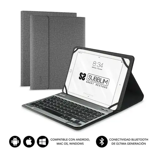 Funda para Tablet Con Teclado Bluetooth Keytab Pro Bluetooth 9.6\a 10.8\  Gris