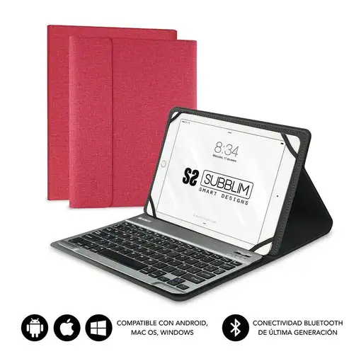 Funda para Tablet Con Teclado Bluetooth Keytab Pro Bluetooth 9.6\a 10.8\  Rojo