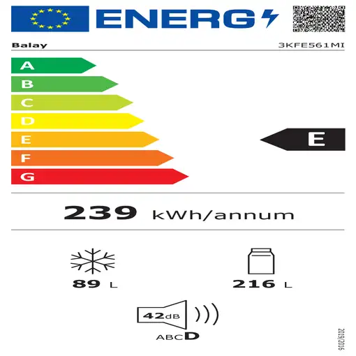 Balay 3KFE561MI nevera y congelador Independiente 305 L E Acero inoxidable