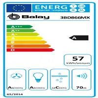 Balay 3BD866MX campana De pared Acero inoxidable 620 m³/h Balay 3BD866MX campana De pared Acero inoxidable 620 m³/h