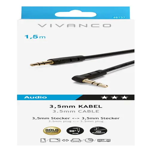 Vivanco 46/10 15WG cable de audio 1,5 m 3,5mm Negro