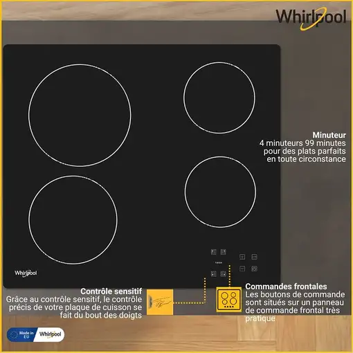 Whirlpool AKT 8090/NE Negro Integrado 60 cm Cerámico 4 zona(s)