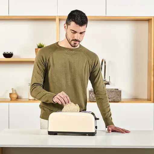 Tostador dos ranuras extralargas, 1400 W, Vintage Cream TAURUS