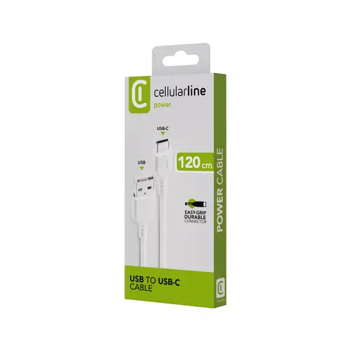 Cellularline Power Cable 120cm - USB-A Cable USB-C para carga y transferencia de d