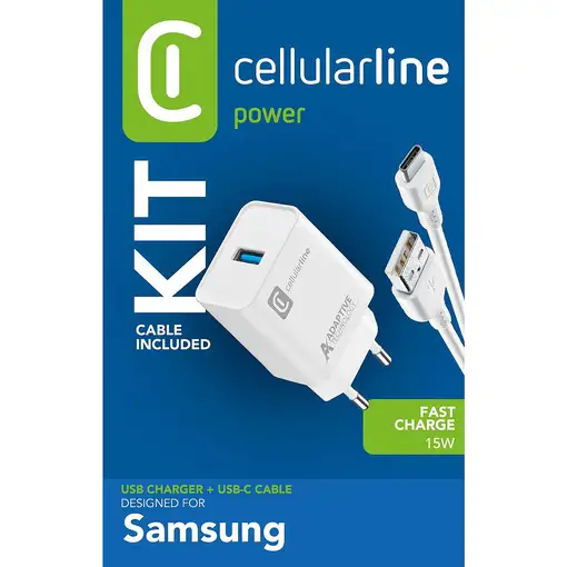 Cellularline Adaptive Fast Charger Kit 15W - USB-C - Samsung