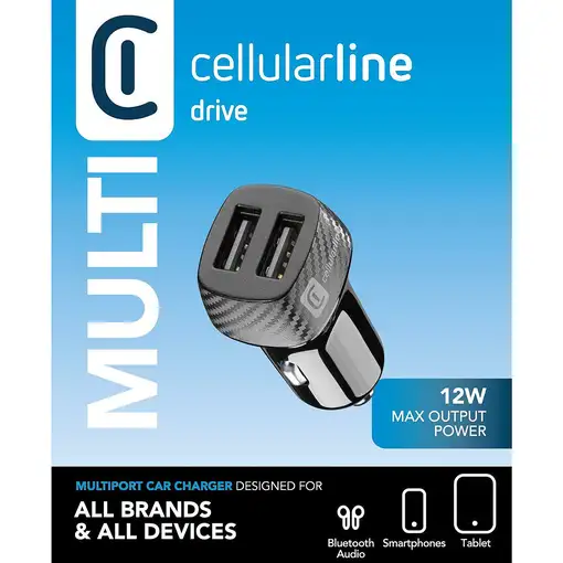 Cellularline USB Car Charger Dual - Universal Cargador de baterías para coche con