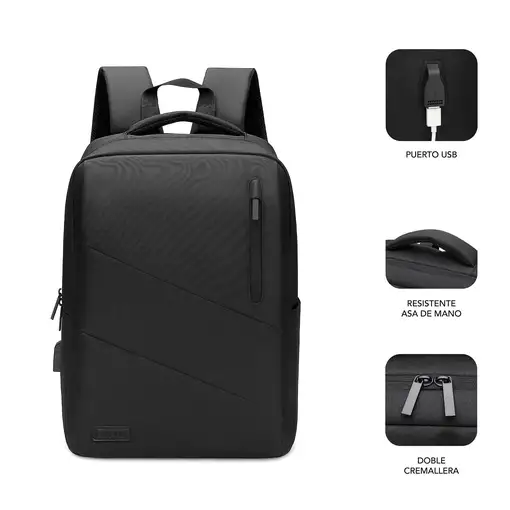 Mochila Para Portátil City 15.6\  Negro