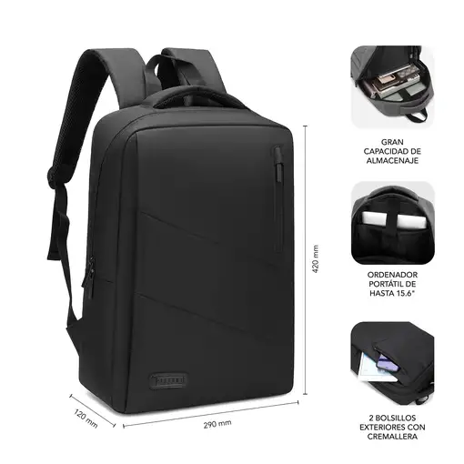Mochila Para Portátil City 15.6\  Negro