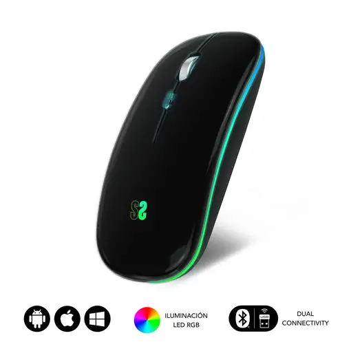 Ratón Inalámbrico Led Dual Flat Mouse  Negro