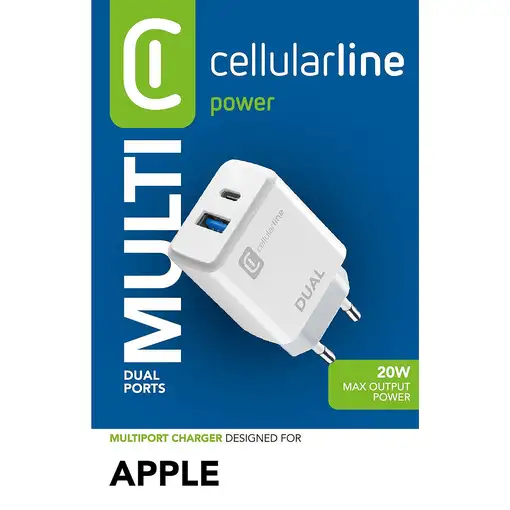 Cellularline Dual Charger - iPhone 8 or later