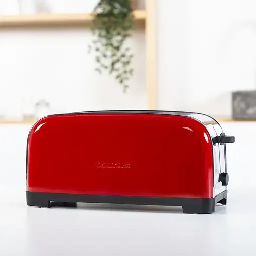 Tostador rojo dos ranuras largas, 1400 W, Vintage TAURUS
