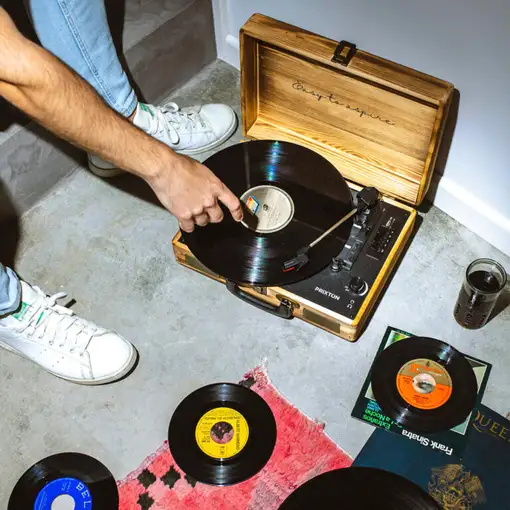 Tocadiscos Bluetooth VC400 PRIXTON Reproductor y Convertidor de Vinilos - Madera
