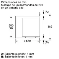 Microondas Acero inoxidable con grill Integrado 20 L 80 Inox/Acero 3CG6112X3 BALAY