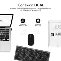 Teclado Con Ratón Bluetooth + 2.4G Combo Multidispositivo Compacto  Gris Negro