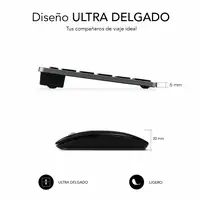Teclado Con Ratón Bluetooth + 2.4G Combo Multidispositivo Compacto  Gris Negro