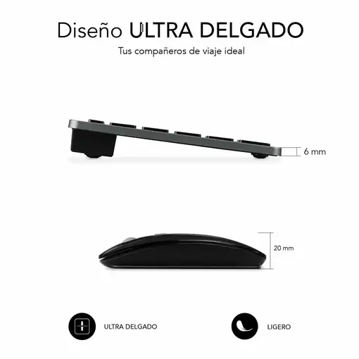 Teclado Con Ratón Bluetooth + 2.4G Combo Multidispositivo Compacto  Gris Negro