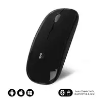 Ratón Óptico Wireless Dual Flat Recargable  Negro