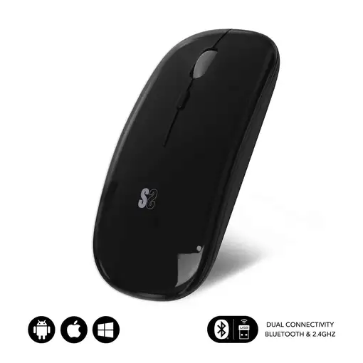 Ratón Óptico Wireless Dual Flat Recargable  Negro