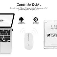 Ratón Óptico Wireless Dual Flat Recargable  Blanco