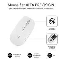 Ratón Óptico Wireless Dual Flat Recargable  Blanco