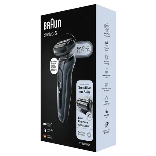 Braun Series 6 61-N1000s Máquina de afeitar de láminas Negro, Gris