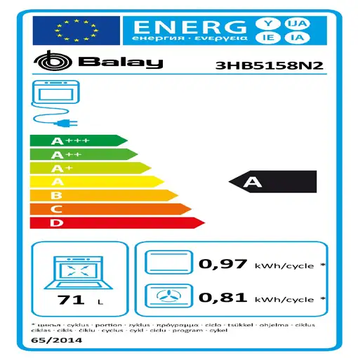 Horno 71 L Negro 3HB5158N2 BALAY