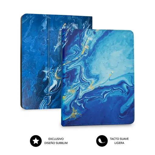 Funda Con Teclado Keytab Pro Bluetooth Trendy Mármol Azul