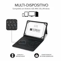 Funda Con Teclado Keytab Pro Bluetooth Trendy Mármol Azul