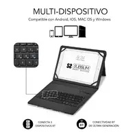 Funda Con Teclado Keytab Pro Bluetooth Trendy Mármol Azul