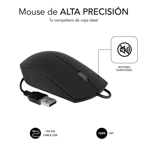 Ratón Business Silencioso Con Cable Usb 1200 Dpi  Negro