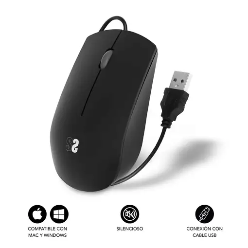 Ratón Business Silencioso Con Cable Usb 1200 Dpi  Negro