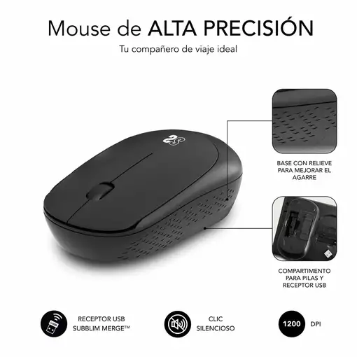 Ratón Business Plus Silencioso Inalámbrico 2.4G  Negro