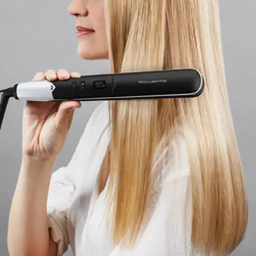 Rowenta Express Shine SF4621 Plancha de pelo Caliente Negro, Plata